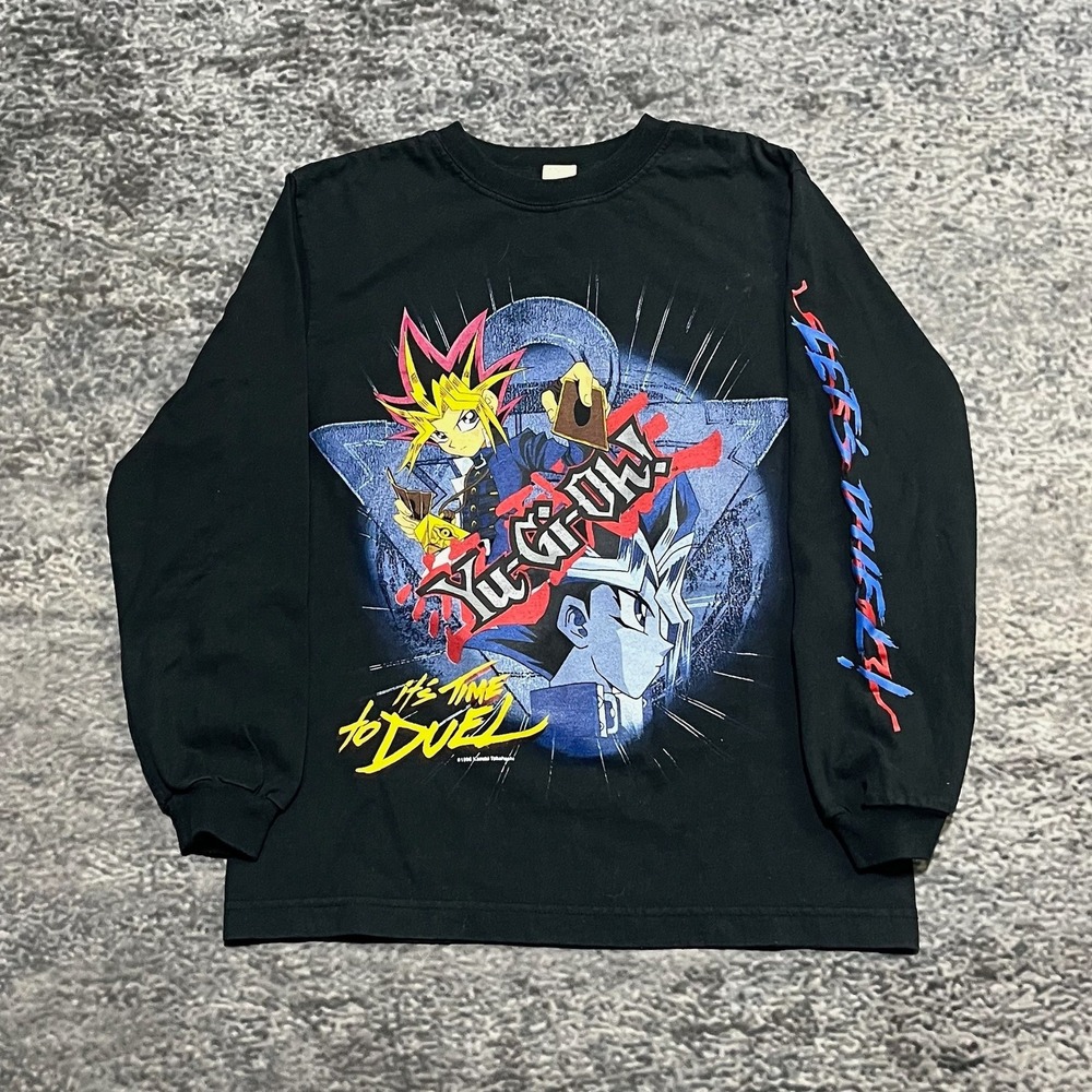 Vintage 1996 Yu-Gi-Oh! Shirt Long Sleeve Youth Medium‎ Black Anime 90s